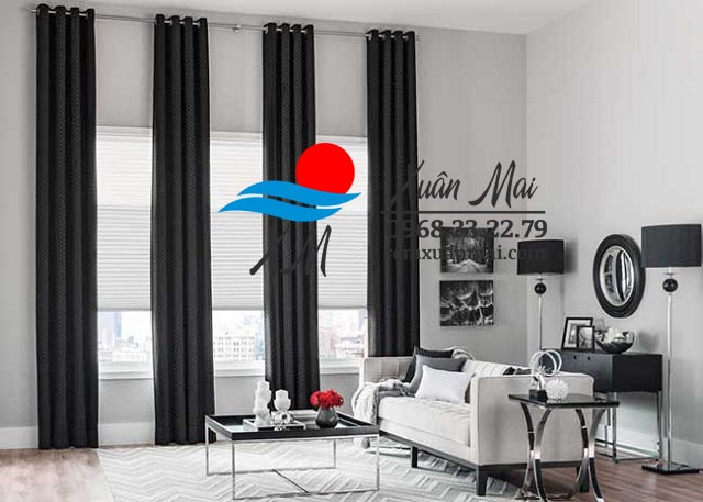 Rèm màu xám đậm cho không gian hiện đại