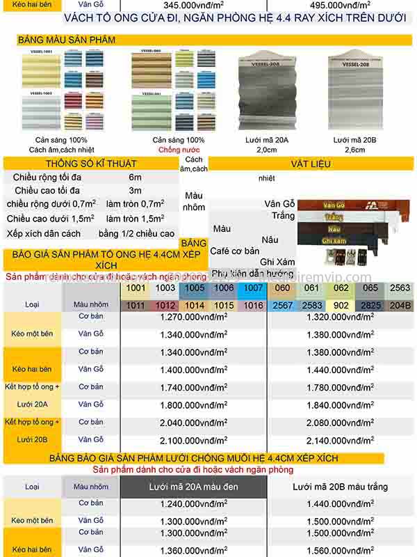 Báo giá rèm tổ ong, cửa lưới chống muỗi HC