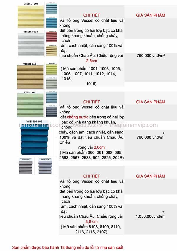 Báo giá rèm tổ ong, cửa lưới chống muỗi HC
